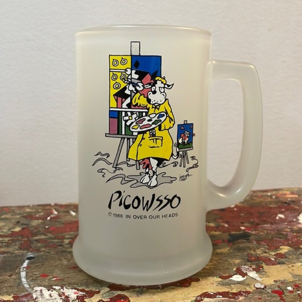 Giftcraft 1988 Frosted Glass Picowsso Mug